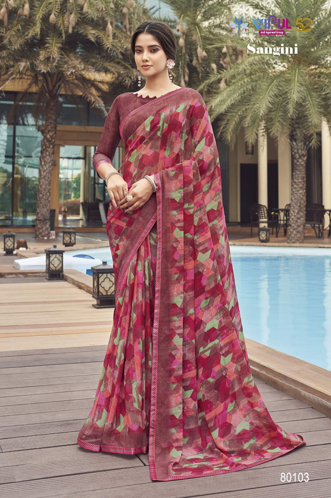 Sangini by Vipul Georgette Printed Sarees Wholesale Clothing Suppliers In India